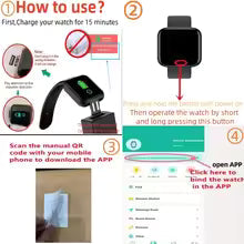 D20 Bluetooth Smart Watch, Waterproof Fitness Tracker, Blood Pressure, Heart Rate Monitor, Y68 Smartwatch