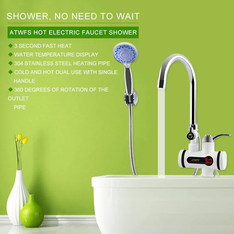 Electric Instant Water Geyser Tap With Shower